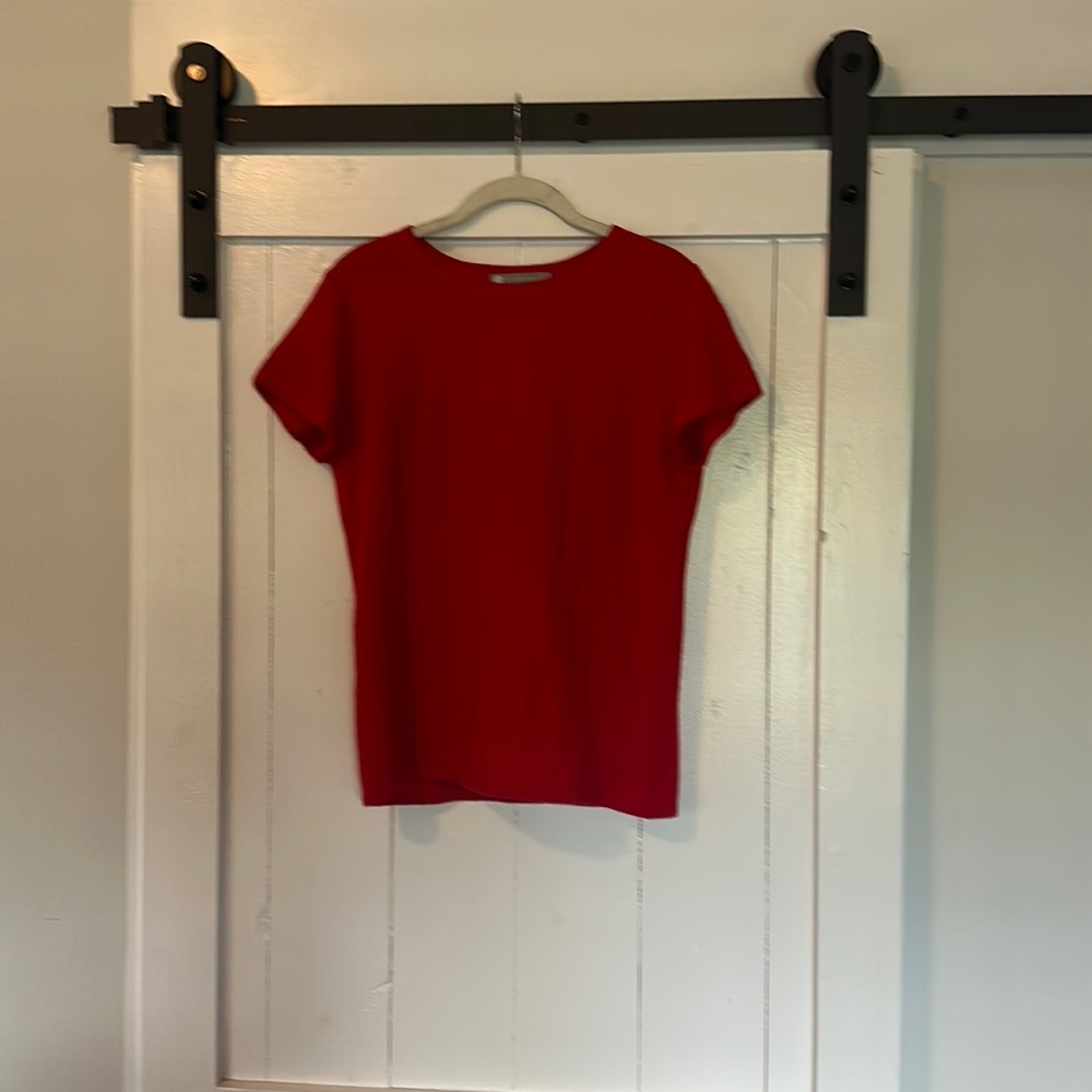 Red Short Sleeved Cashmere Sweater